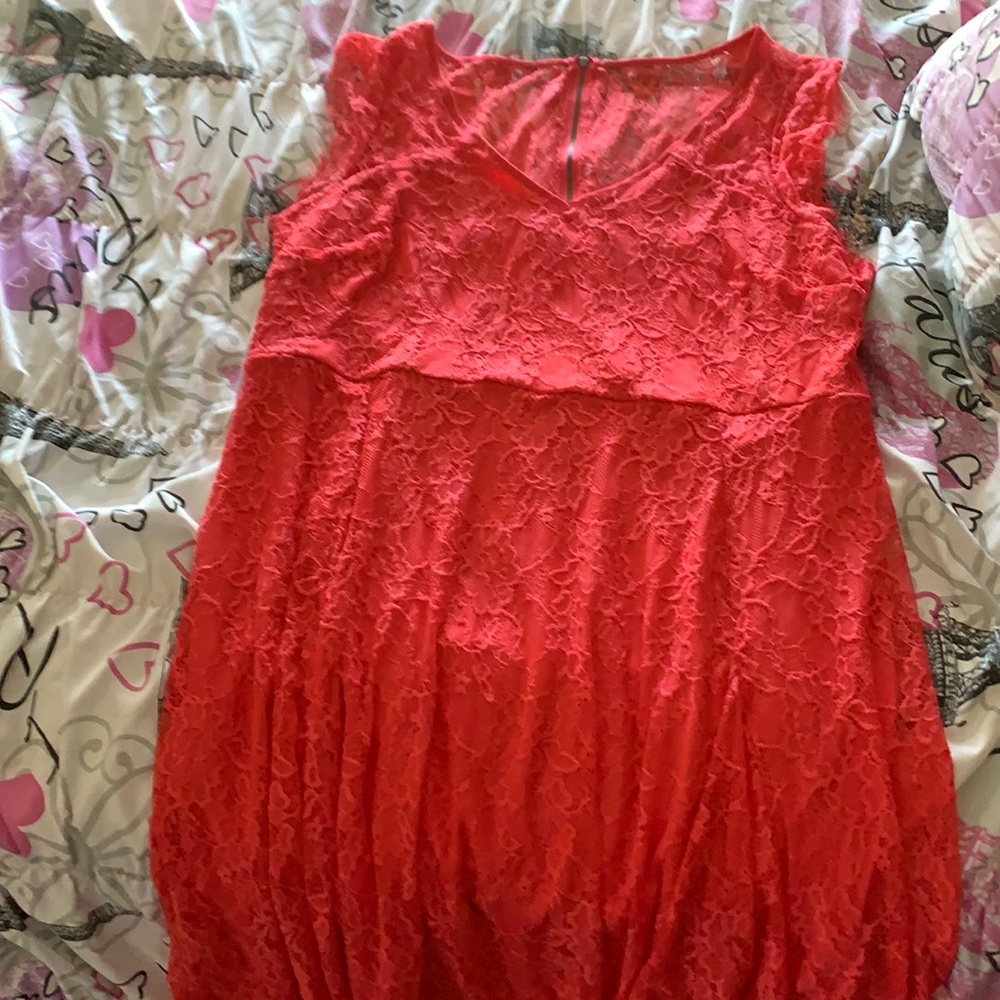 Coral torrid lace skater dress